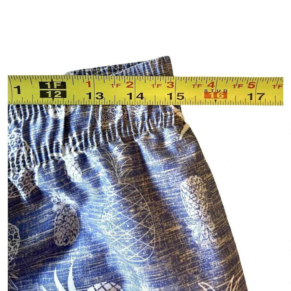 Nonwe Men’s 30 Board Shorts Blue Pineapple Print Swim Trunks Cargo Surf Beach